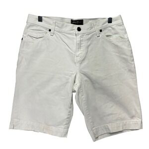 Eddie Bauer Denim Shorts Women 6 White Minimalist Coastal Grandma